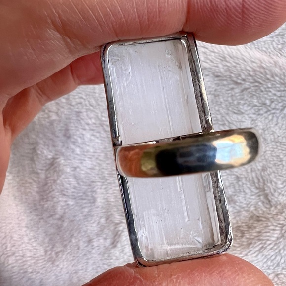 925 MASSIVE Raw Selenite Crystal Charge Ring 9 - Picture 3 of 4